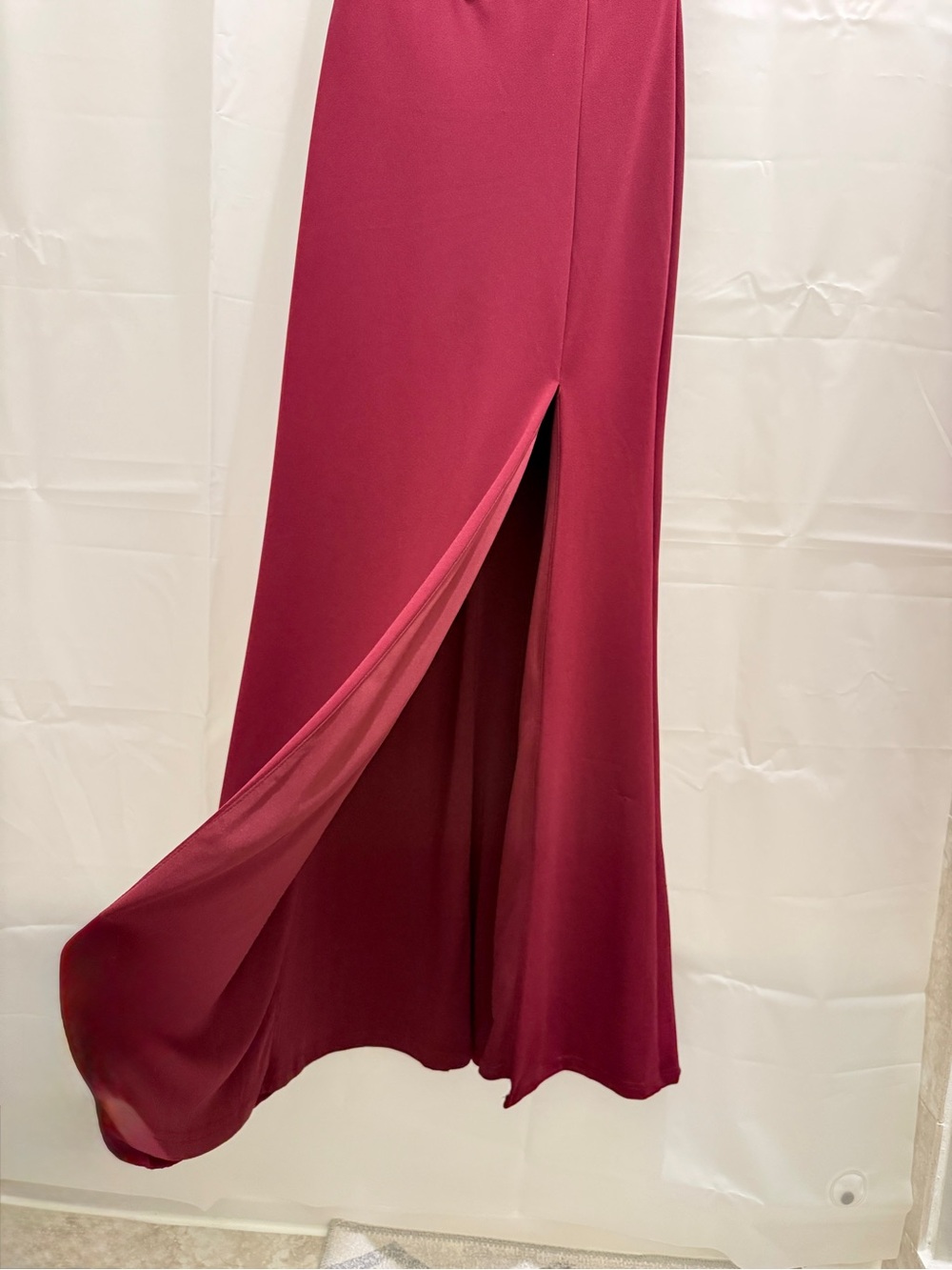 Lulu's Raspberry Red Maxi Skirt with High Side Slit